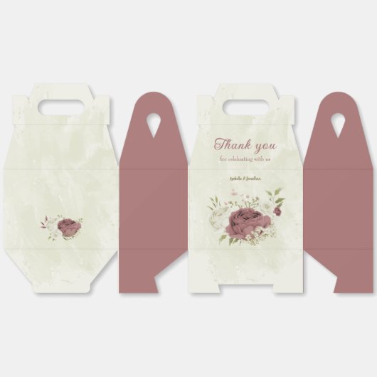 Stoffig roos Witte Bloemen bruiloft Bedankdoosjes (Ongevouwen)