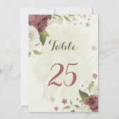 Stoffig roos Witte Bloemen Tafelnummer Kaart (Achterkant)