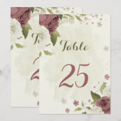 Stoffig roos Witte Bloemen Tafelnummer Kaart (Voorkant / Achterkant)