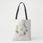 Stoffig roos witte bloemen tote bag (Voorkant)
