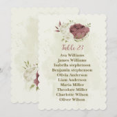 Stoffig roos Witte Bloemen Zitplaatskaart Kaart (Voorkant / Achterkant)