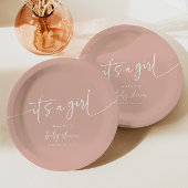 Stoffig Roze Baby shower Papier Bord Modern Meisje