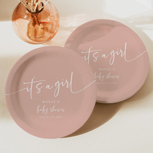 Stoffig Roze Baby shower Papier Bord Modern Meisje