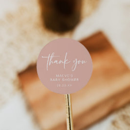 Stoffig Roze Baby shower Ronde Sticker Modern Meis