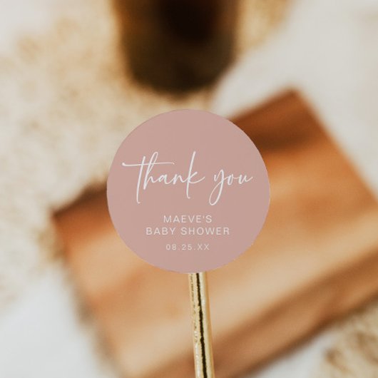 Stoffig Roze Baby shower Ronde Sticker Modern Meis