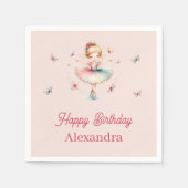  Stoffig Roze Ballerina Kids Verjaardagsfeest Servet (Voorkant)