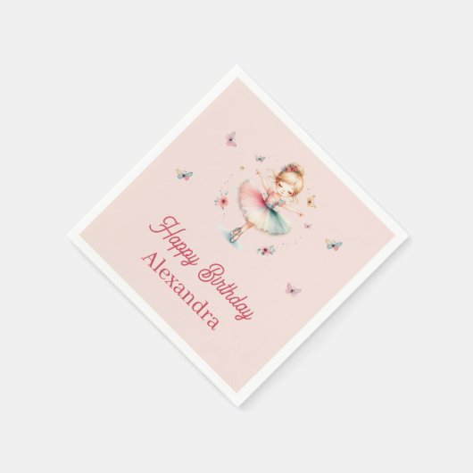  Stoffig Roze Ballerina Kids Verjaardagsfeest Servet (Hoek)