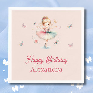 Stoffig Roze Ballerina Kids Verjaardagsfeest Servet