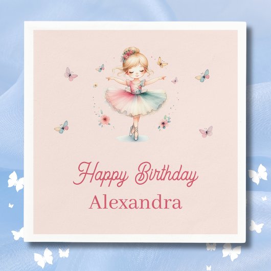  Stoffig Roze Ballerina Kids Verjaardagsfeest Servet