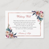 Stoffig Roze Blauw Bloemen Bruiloft Wishing Well Informatiekaartje (Voorkant)