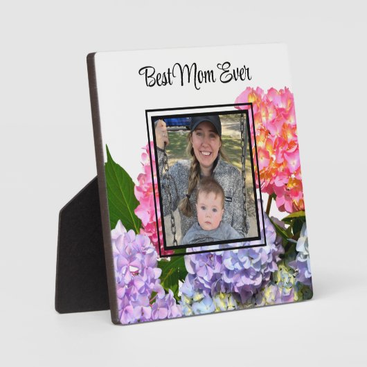 Stoffig roze blauw geel groen bloemen Beste moeder Fotoplaat (Voorkant)