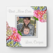 Stoffig roze blauw geel groen bloemen Beste moeder Fotoplaat (Voorkant)