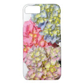 Stoffig roze blauw geel groen bloemenhortensia's Case-Mate iPhone case (Achterkant)