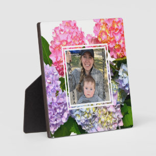 Stoffig roze blauw geel groen bloemenhortensia's fotoplaat