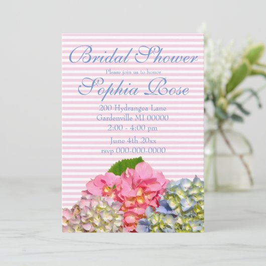 Stoffig roze blauw geel groen bloemenhortensia's kaart (Staand voorkant)