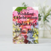 Stoffig roze blauw geel groen bloemenhortensia's kaart (Staand voorkant)