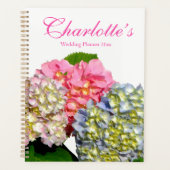 Stoffig roze blauw geel groen bloemenhortensia's planner (Voorkant)