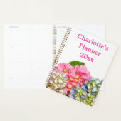 Stoffig roze blauw geel groen bloemenhortensia's planner (Display)