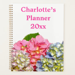 Stoffig roze blauw geel groen bloemenhortensia's planner