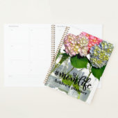 Stoffig roze blauw geel groen bloemenhortensia's planner (Display)