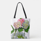 Stoffig roze blauw geel groen bloemenhortensia's tote bag (Achterkant)