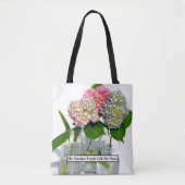 Stoffig roze blauw geel groen bloemenhortensia's tote bag (Voorkant)