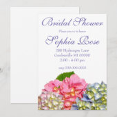 Stoffig roze blauw geel groen bloemhydrangea's kaart (Voorkant / Achterkant)