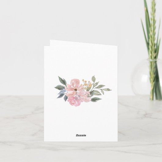 Stoffig Roze Blauw Groen Rustiek Wild Floral Weddi Bedankkaart (Achterkant)