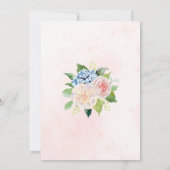 Stoffig Roze Blauw Hydrangea Bloemen Botanische Br Kaart (Achterkant)