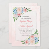 Stoffig Roze Blauw Hydrangea Bloemen Botanische Br Kaart (Voorkant / Achterkant)