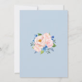 Stoffig Roze Blauw Waterverf Bloemen Goud Bruiloft Kaart (Achterkant)