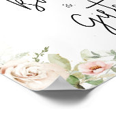 Stoffig Roze Bloemen Baby shower Boeken en Geschen Poster (Hoek)