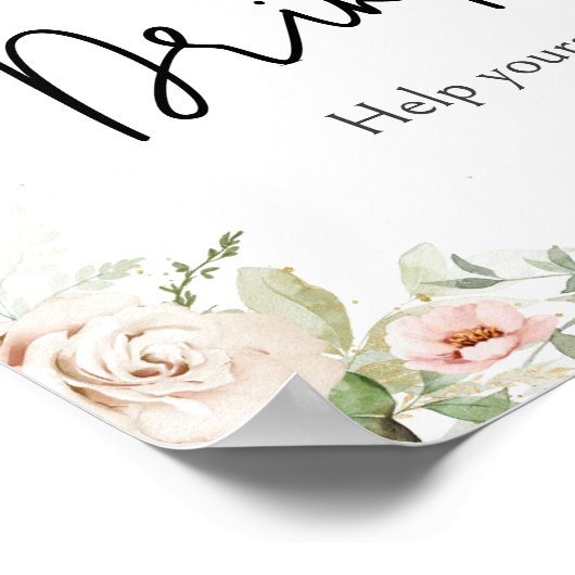 Stoffig Roze Bloemen Baby shower Drinken Poster (Hoek)