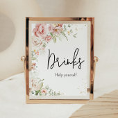 Stoffig Roze Bloemen Baby shower Drinken Poster