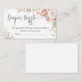 Stoffig Roze Bloemen Baby shower Luier Raffle Informatiekaartje (Voorkant / Achterkant)