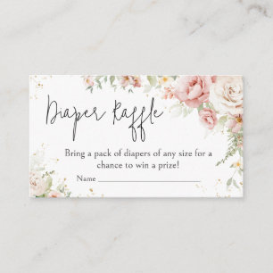 Stoffig Roze Bloemen Baby shower Luier Raffle Informatiekaartje