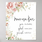 Stoffig Roze Bloemen Baby shower Mom Osa Bar Poster (Voorkant)