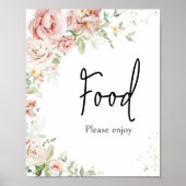 Stoffig Roze Bloemen Baby shower Voedsel Poster (Voorkant)