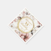 Stoffig Roze Bloemen Boho 80 Verjaardag Servetten (Hoek)