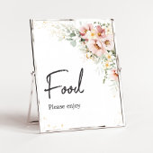 Stoffig Roze Bloemen Greenery Baby shower Eten Poster