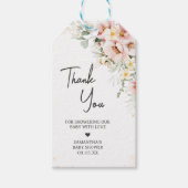 Stoffig Roze Bloemen Greenery Baby shower Favoriet Cadeaulabel (Voorkant)