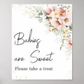 Stoffig Roze Bloemen Greenery Baby's zijn zoet Poster (Voorkant)