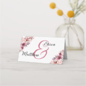 Stoffig Roze Bloemen Modern Script Tafelnummer Plaatskaartje (Achterkant)