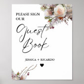 Stoffig roze bloemetje Teken ons gastenboek teken Poster (Voorkant)