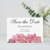 Stoffig roze bloemig Roos hortensia Save The Date (Staand voorkant)