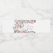 Stoffig roze bloemig wit pompoen Baby shower Waterfles Etiket (Enkel label)