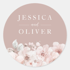 Stoffig Roze & Blush Bloemen Alle Seizoenen Trouwe Ronde Sticker