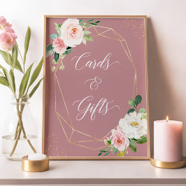 Stoffig Roze Blush Bloemkaarten en Cadeaus Bord Poster