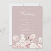 Stoffig Roze & Blush Garden Bloemen Huwelijk Kaart (Voorkant)