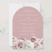 Stoffig Roze & Blush Roos Bloemen Huwelijk Kaart (Voorkant)